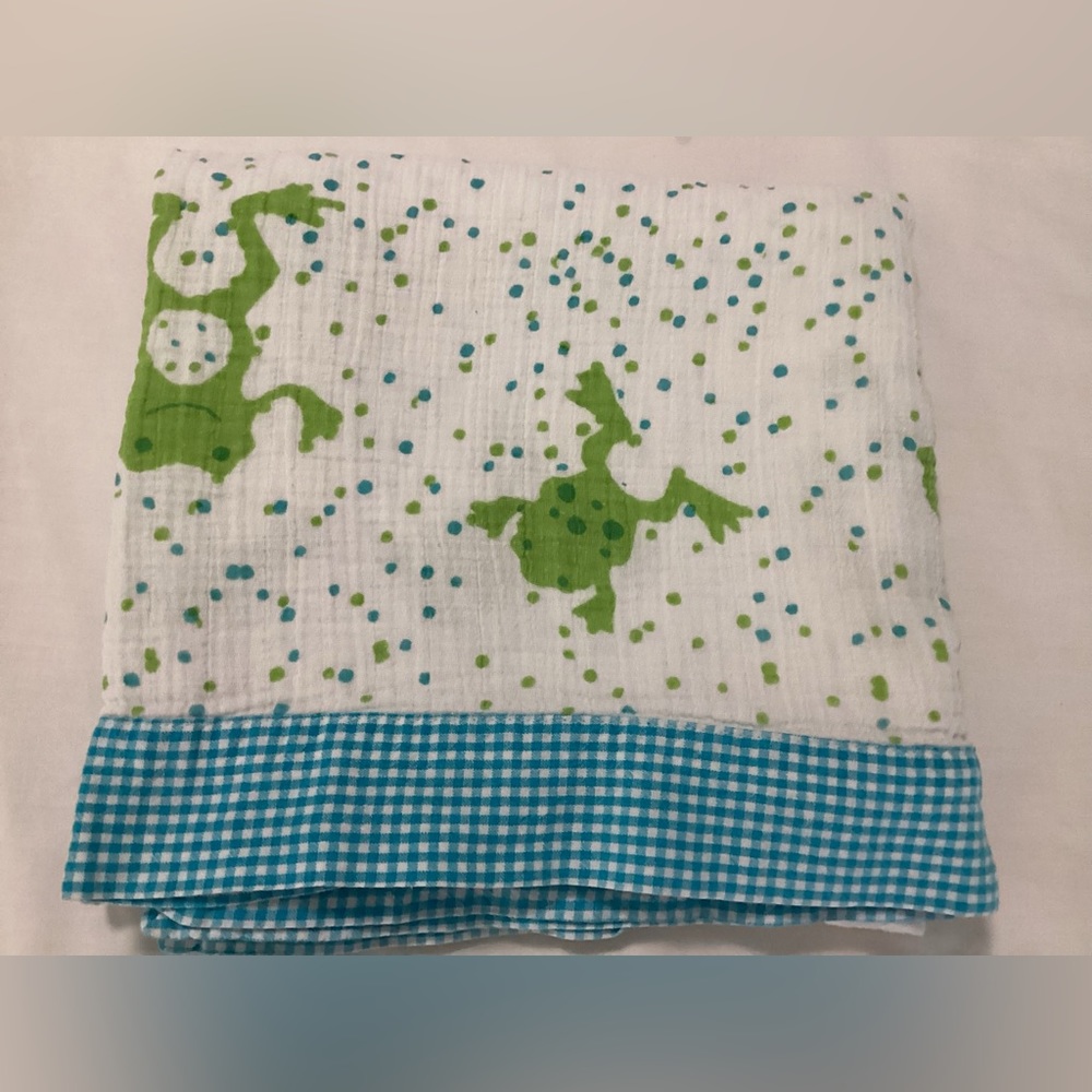 Mackenzie Childs frog receiving baby blanket